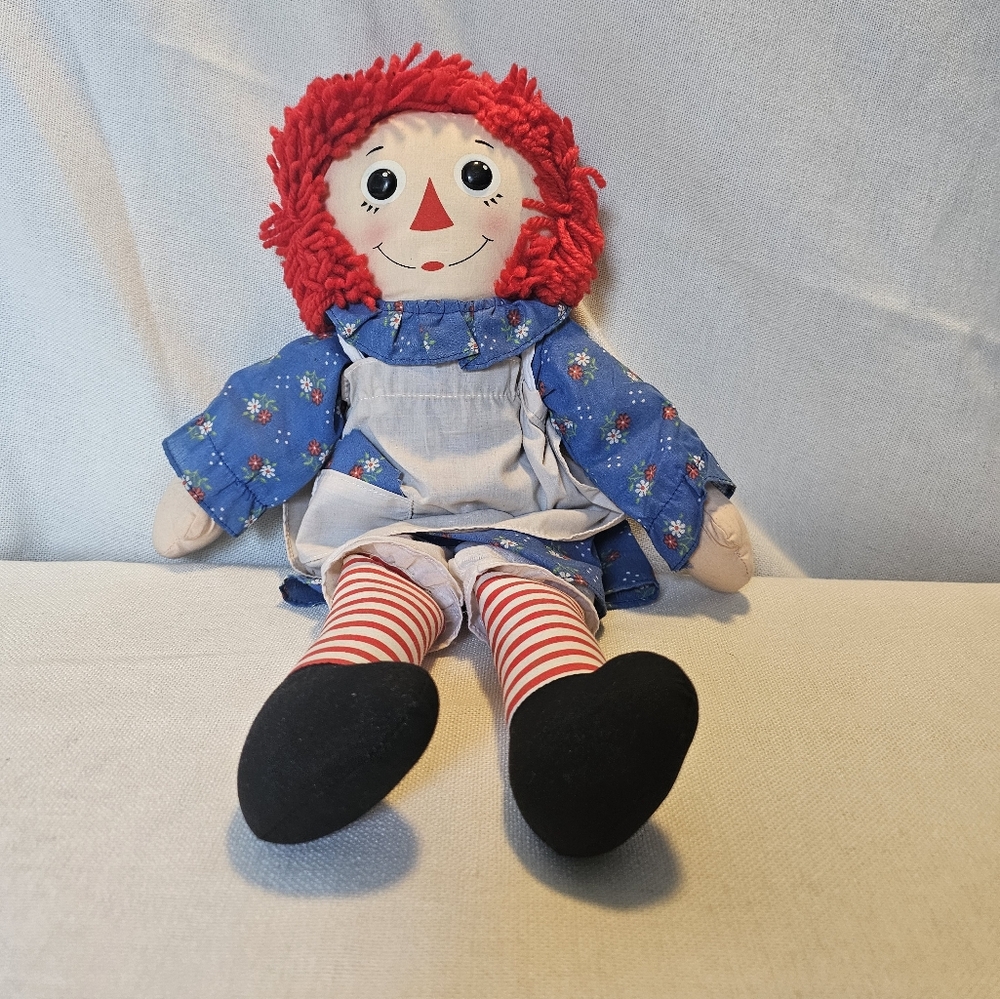 Vintage 1994 Playskool Raggedy Ann Doll Blue Dress I‎ Love You Heart 24"